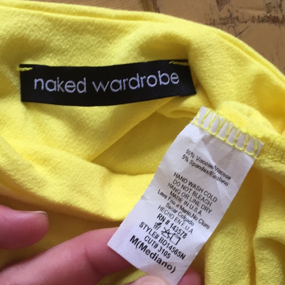 NAKED WARDROBE STRETCH YELLOW BODYCON MINI DRESS M - Picture 6 of 14
